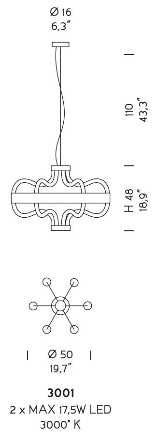 Sylcom Festa 3001-OS-GRY Grey Suspension in Brushed Gold Metal Finish