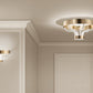 Sylcom Festa 3002-OS-BL Milk White Clear Ceiling Lamp in Brushed Gold Metal Finish