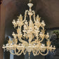 Sylcom Foscari 1520/3-D-BLAV.ORO Milky Ivory 24 Kt Gold Chandelier in Polished Gold Metal Finish