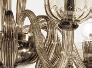 Sylcom Foscari 1520/8-D-FU Smoked Chandelier in Polished Gold Metal Finish