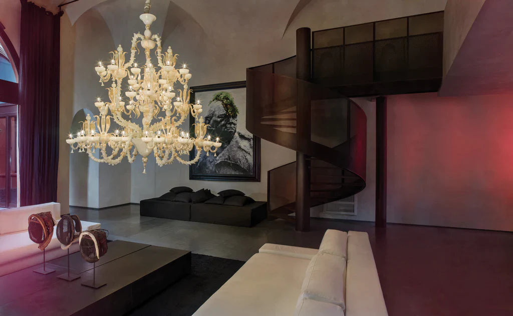 Sylcom Foscari 1521/6-D-FU Smoked Chandelier in Polished Gold Metal Finish