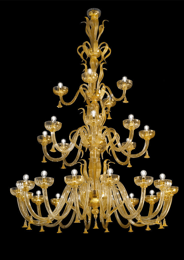 Sylcom Foscari 1521/6-D-FU Smoked Chandelier in Polished Gold Metal Finish
