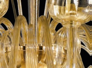 Sylcom Foscari 1521/8+4-D-ORO 24Kt Gold Chandelier in Polished Gold Metal Finish