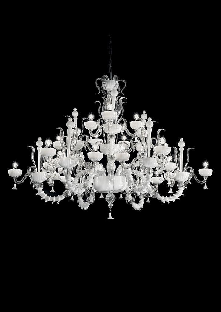 Sylcom Foscari 1521/8+4-K-CR Clear Chandelier in Polished Chrome Metal Finish