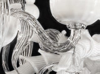 Sylcom Foscari 1523/12x5-D-BL.CR Milky White Clear Chandelier in Polished Gold Metal Finish