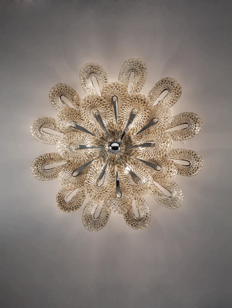 Sylcom Gabbiano 490/108-K-FU Smoked Ceiling Lamp in Polished Chrome Finish