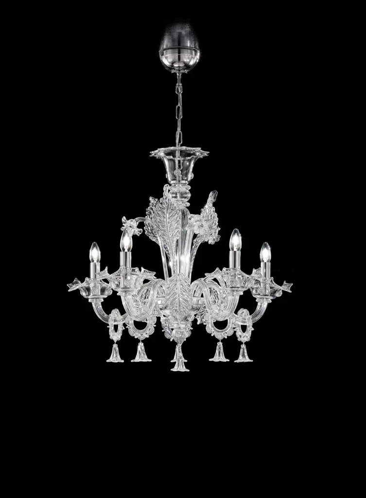Sylcom Giustinian 1377/5 MINI-K-CR Clear Chandelier in Polished Chrome Metal Finish