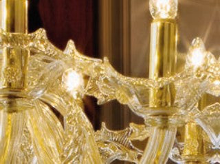 Sylcom Giustinian 1377/A2-K-CR.ORO Clear and 24Kt Gold Wall Lamp in Polished Chrome Metal Finish