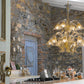 Sylcom Grimani 1479/3-D-CR.ORO Clear and 24 Kt Gold Chandelier in Polished Gold Metal Finish