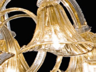 Sylcom Grimani 1479/3-D-CR.ORO Clear and 24 Kt Gold Chandelier in Polished Gold Metal Finish