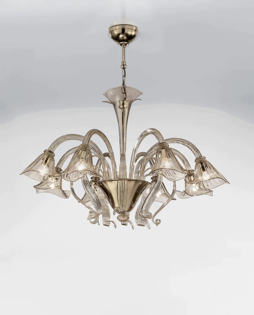Sylcom Grimani 1479/8-D-FU Smoked Chandelier in Polished Gold Metal Finish