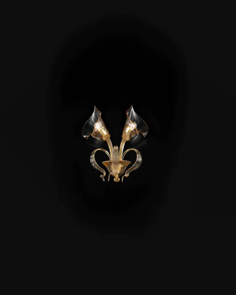 Sylcom Grimani 1479/A2-D-D.A Amber Detailing Wall Lamp in Polished Gold Metal Finish