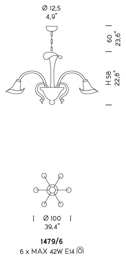 Sylcom Grimani 1479/A2-D-D.A Amber Detailing Wall Lamp in Polished Gold Metal Finish
