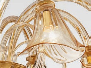 Sylcom Grimani 1479/A2-D-D.A Amber Detailing Wall Lamp in Polished Gold Metal Finish