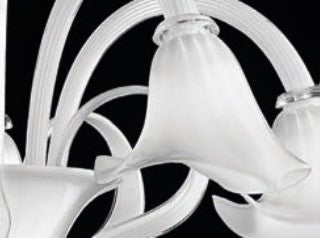 Sylcom Grimani 1480/3-K-BL.CR Milk White and Clear Ceiling Lamp in Polished Chrome Metal Finish