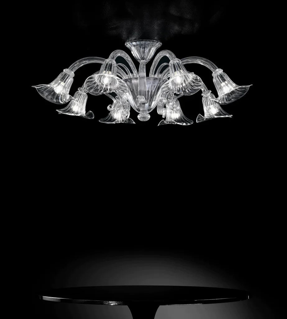 Sylcom Grimani 1480/8-K-CR Clear Ceiling Lamp in Polished Chrome Metal Finish