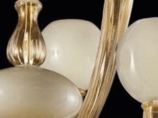 Sylcom Gritti 1530/5-K-CR Milky Ivory 24Kt Gold Chandelier in Polished Chrome Metal Finish