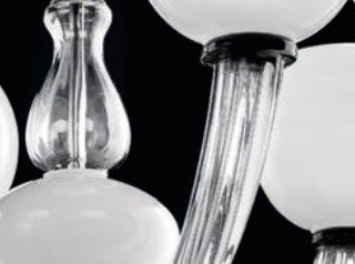 Sylcom Gritti 1530/5-K-DEN Milky Ivory and Smoked Chandelier in Polished Chrome Metal Finish