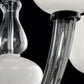 Sylcom Gritti 1530/8-D-GRY Milky White Clear and Grey Chandelier in Polished Gold Metal Finish