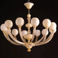 Sylcom Gritti 1530/8-K-OCE Milky Ivory 24Kt Gold Chandelier in Polished Gold Metal Finish