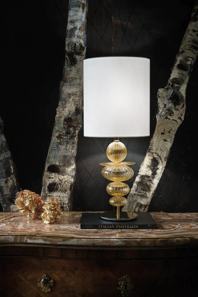 Sylcom Igloo 2061-D-GRY Grey Table Lamp in Polished Gold Metal Finish