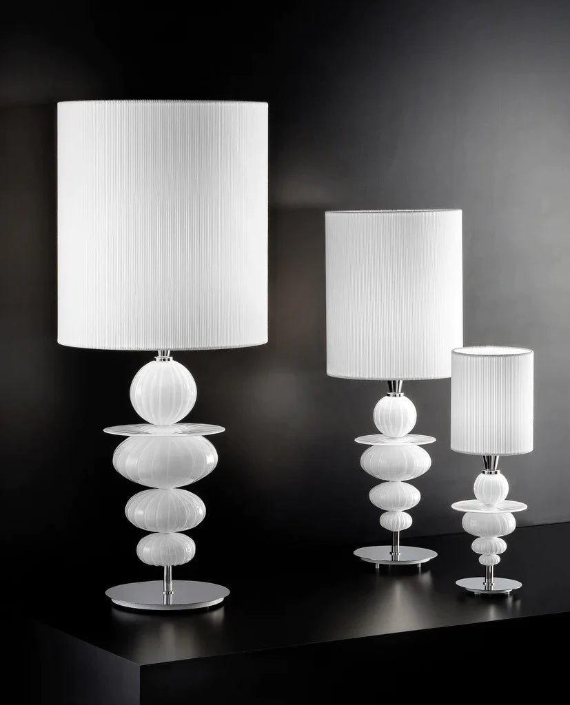 Sylcom Igloo 2062-K-BL Milk White Clear Table Lamp in Polished Chrome Metal Finish