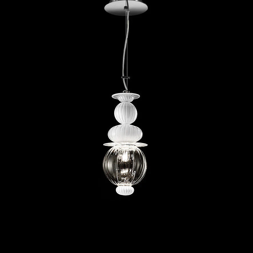Sylcom Igloo 2065-K-BL Milk White Clear Suspension in Polished Chrome Metal Finish