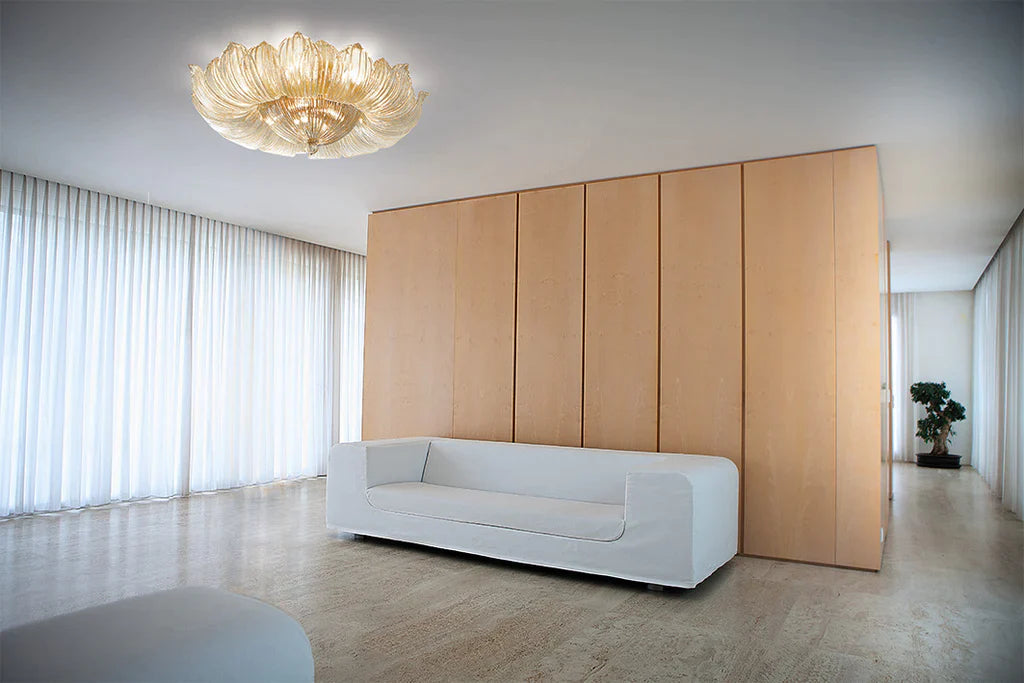 Sylcom Loredan 1397/102-B-CR Clear Ceiling Lamp in White Metal Finish