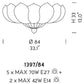 Sylcom Loredan 1397/84-D-CR Clear Ceiling Lamp in Polished Gold Metal Finish