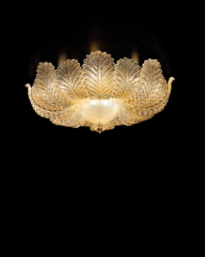 Sylcom Loredan 1400/102-D-CR Clear Ceiling Lamp in Polished Gold Metal Finish