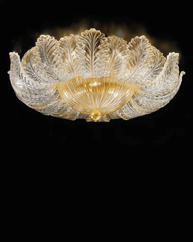 Sylcom Loredan 1400/102-D-ORO 24 Kt Gold Ceiling Lamp in Polished Gold Metal Finish