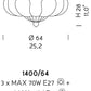 Sylcom Loredan 1400/64-B-GR.CR Clear Graniglia Ceiling Lamp in White Metal Finish