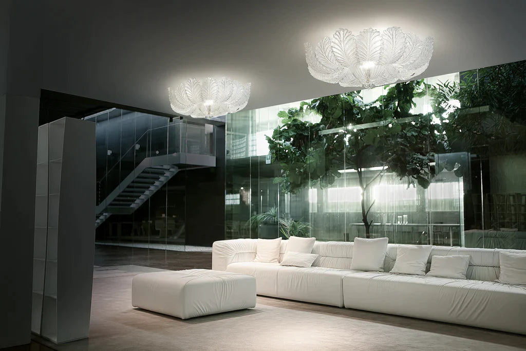 Sylcom Loredan 1400/84-B-CR Clear Ceiling Lamp in White Metal Finish