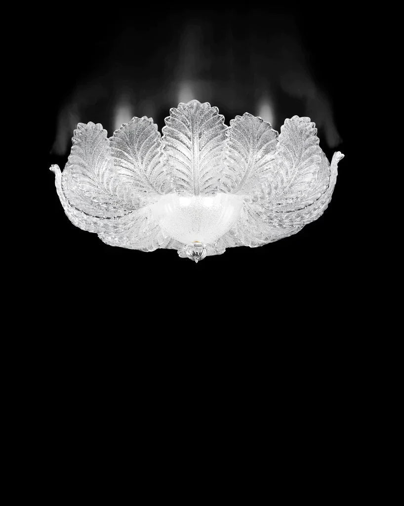 Sylcom Loredan 1400/84-B-GR.CR Clear Graniglia Ceiling Lamp in White Metal Finish