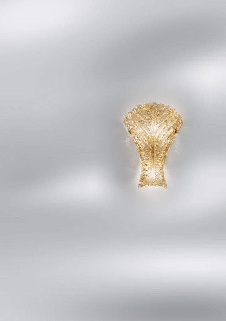 Sylcom Loredan 1402-D-GR.A Amber Graniglia Wall Lamp in Polished Gold Metal Finish
