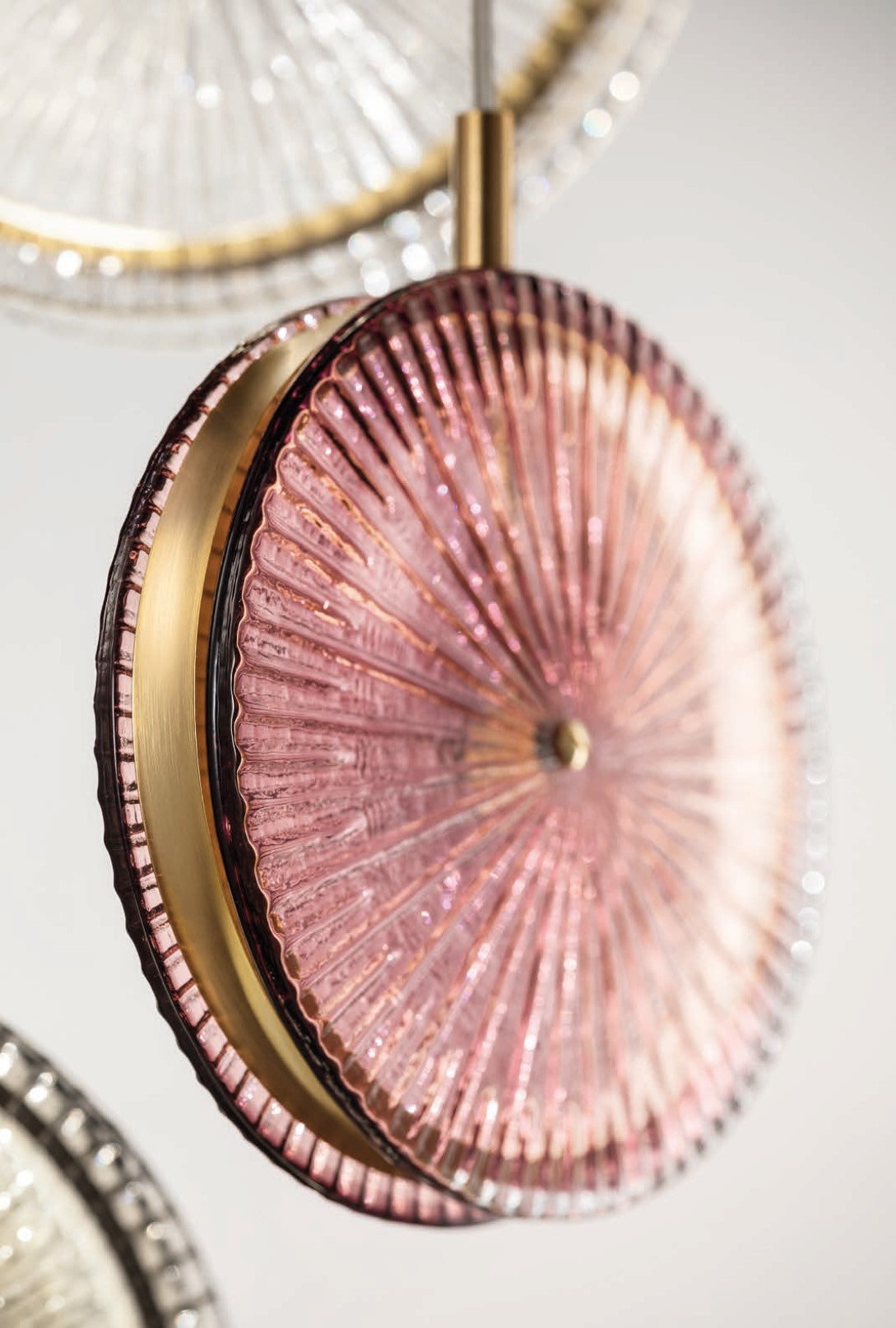 Sylcom Lulù 601-OS-AMT Amethyst Suspension in Brushed Gold Metal Finish