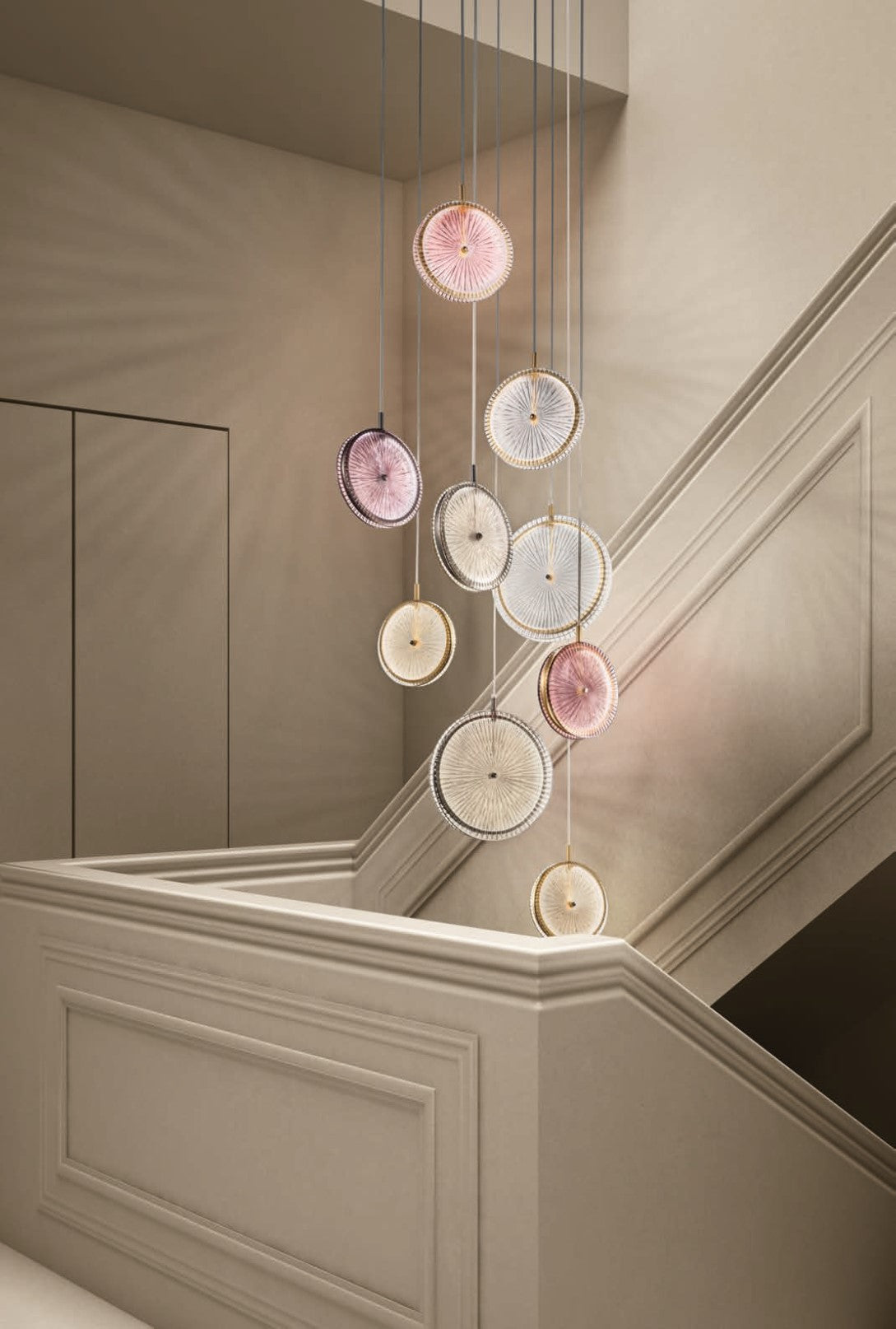 Sylcom Lulù 602-OS-AMT Amethyst Suspension in Brushed Gold Metal Finish