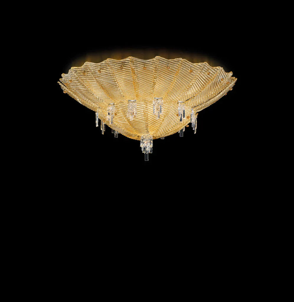 Sylcom Manin 420/110-B-AMB Amber Ceiling Lamp in White Metal Finish