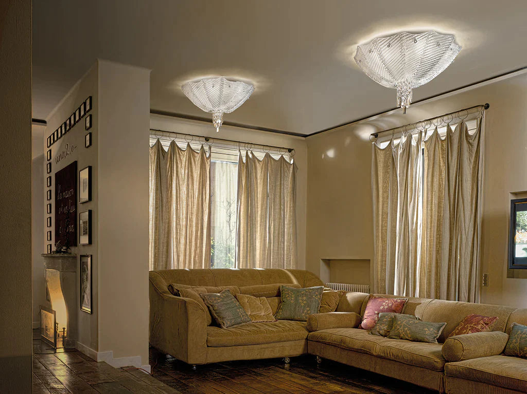 Sylcom Manin 420/110-B-AMB Amber Ceiling Lamp in White Metal Finish