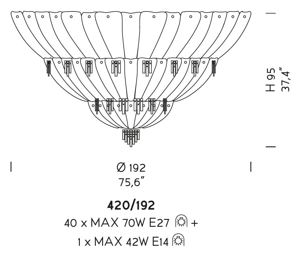 Sylcom Manin 420/192-B-AMT Amethyst Ceiling Lamp in White Metal Finish
