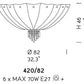 Sylcom Manin 420/82-B-AMB Amber Ceiling Lamp in White Metal Finish