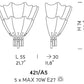 Sylcom Manin 421/A5-B-CR Clear Ceiling Lamp in White Metal Finish