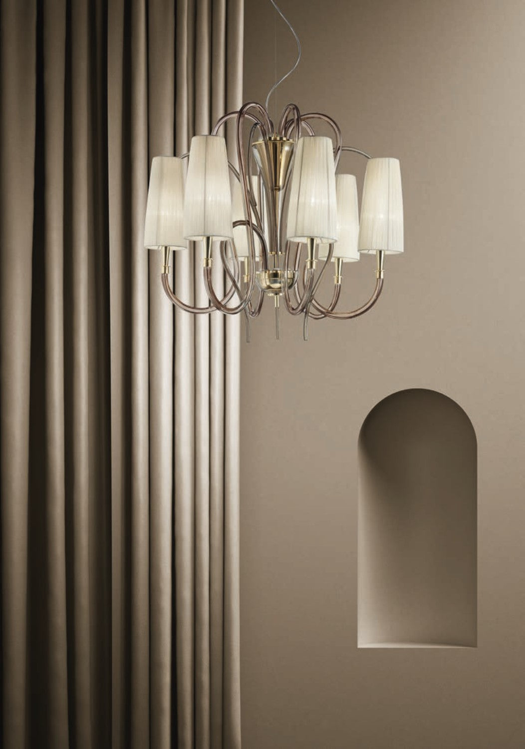 Sylcom Margot 2900/6-D-FU Smoked Suspension in Polished Gold Metal Finish