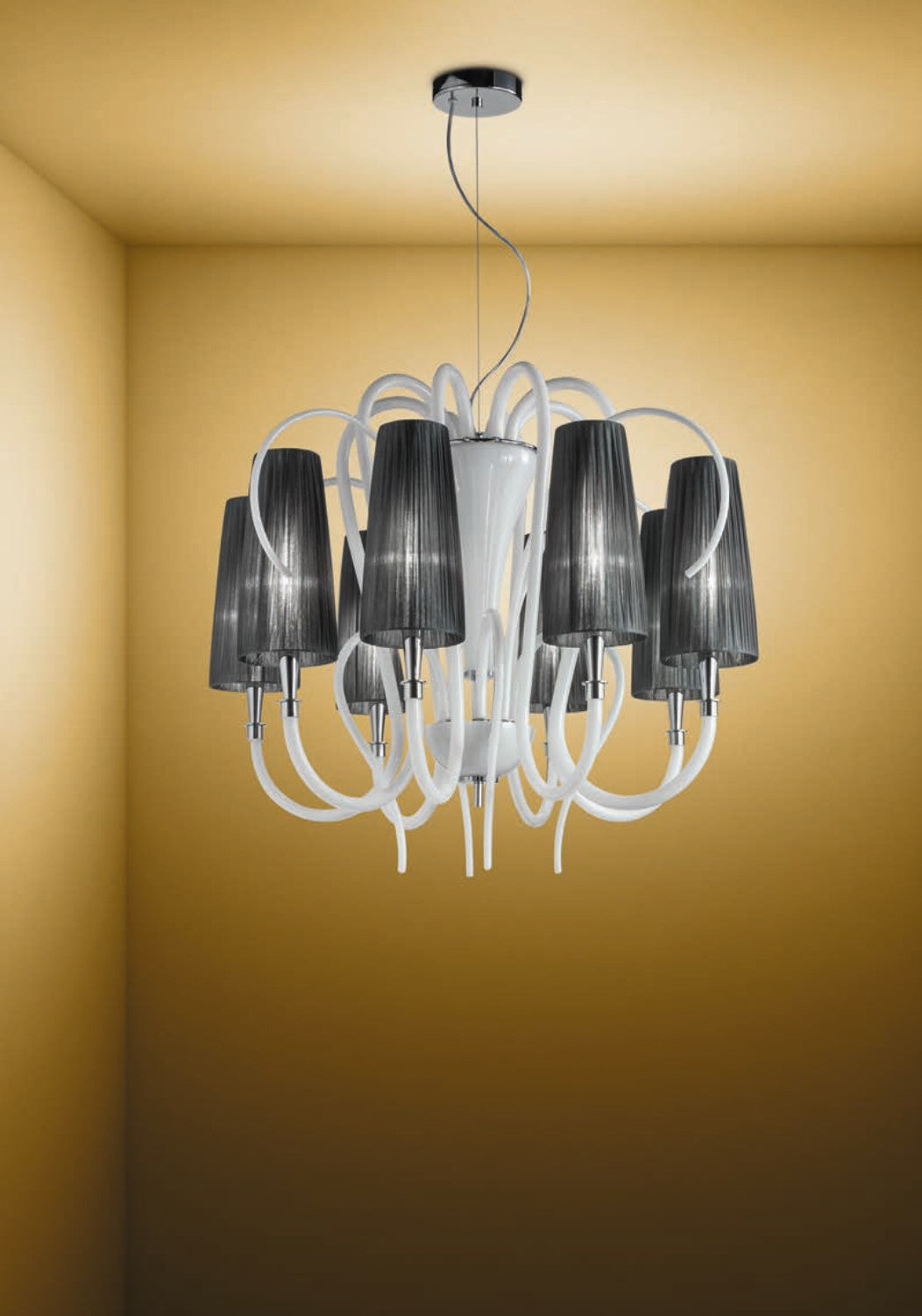 Sylcom Margot 2900/8-K-BL Milk White Clear Suspension in Polished Chrome Metal Finish