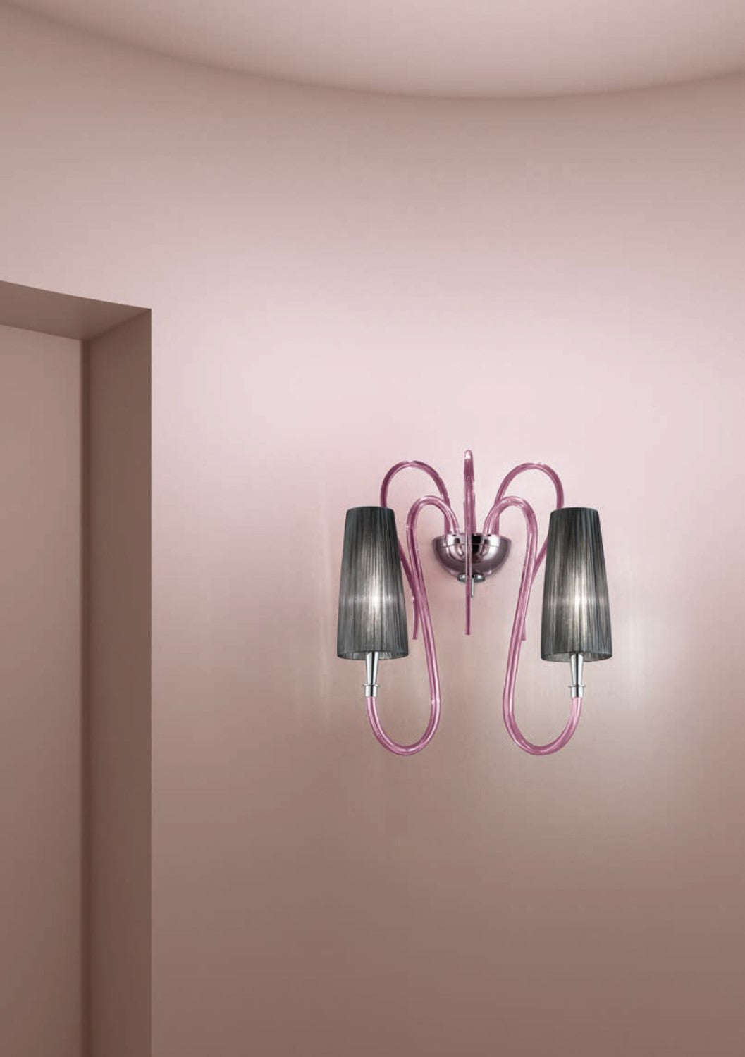 Sylcom Margot 2900/A2-K-AMT Amethyst Wall Lamp in Polished Chrome Metal Finish