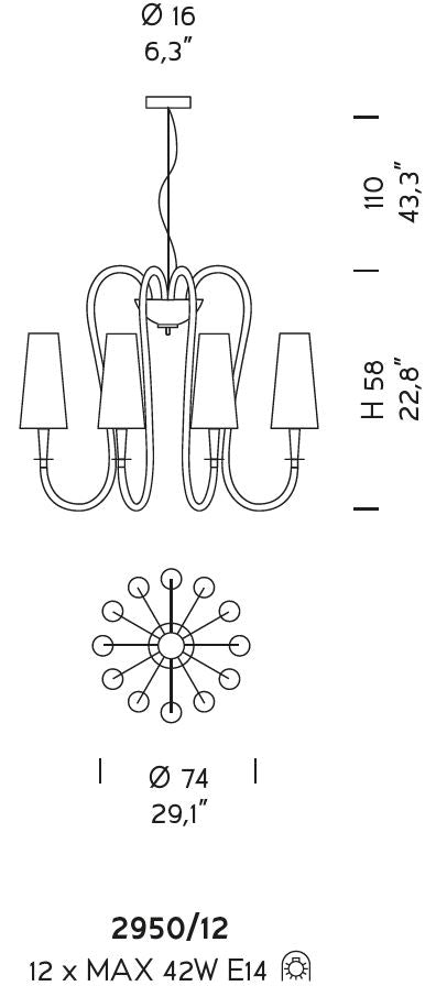 Sylcom Margot 2950/12-K-CR Clear Suspension in Polished Chrome Metal Finish
