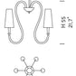 Sylcom Margot 2950/6-D-BL Milk White Clear Suspension in Polished Gold Metal Finish