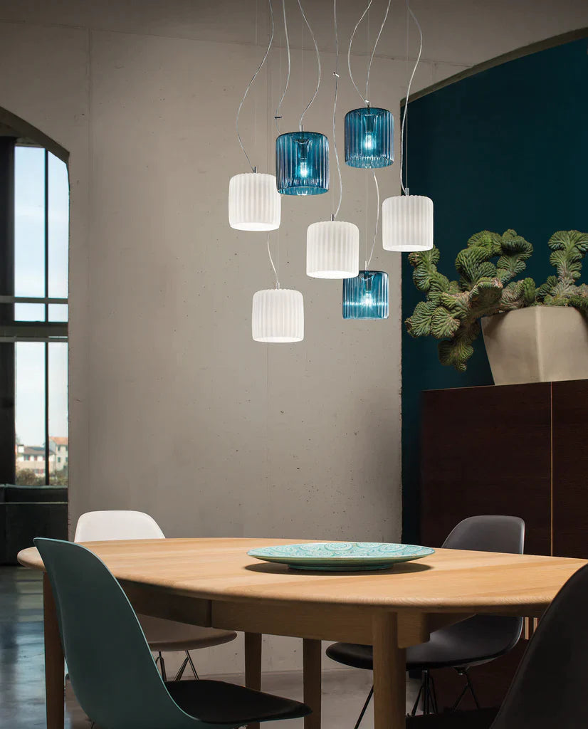 Sylcom Mask 0124-K-DEN Blue Denim Wall Lamp in Polish Chrome Metal Finish