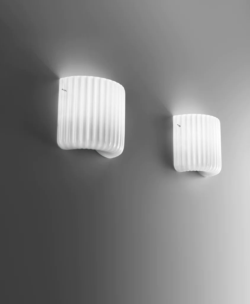 Sylcom Mask 0127-B-BL Milk White Ivory Wall Lamp in White Metal Finish