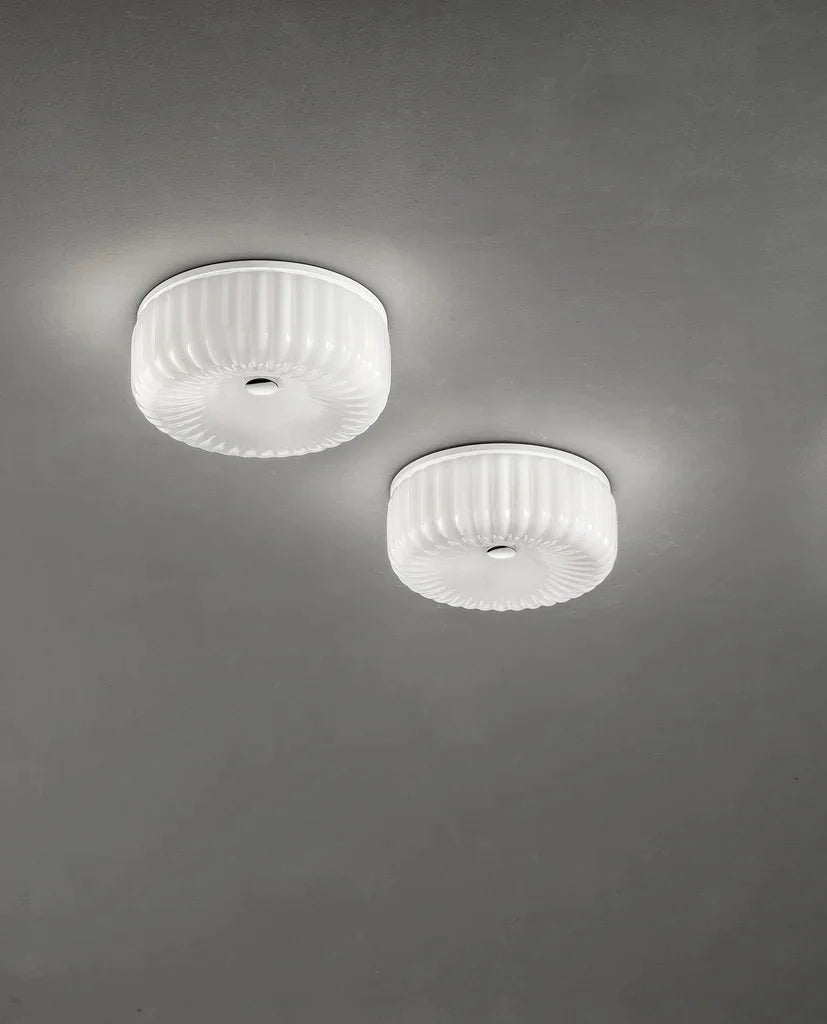 Sylcom Mask 0131-B-BLAV Milk White Ivory Wall Lamp in White Metal Finish
